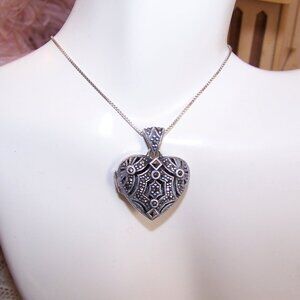 Ross Simons Sterling Silver Marcasite Heart Locket Pendant